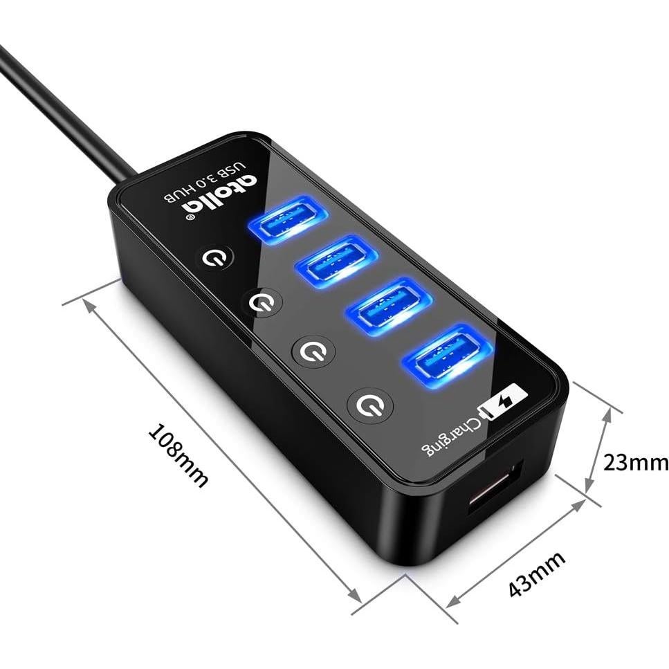 Hub USB 3.0 Atolla 4 Puertos con Carga Inteligente 0.6m