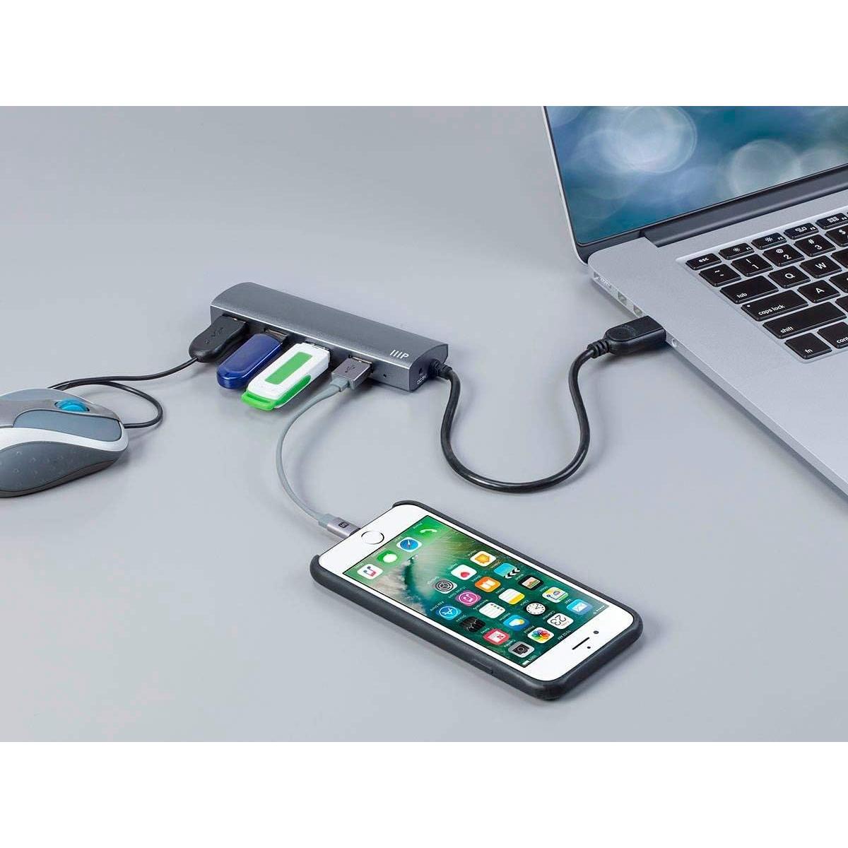 Hub USB 3.0 Monoprice 4 Puertos Aluminio Plug and Play