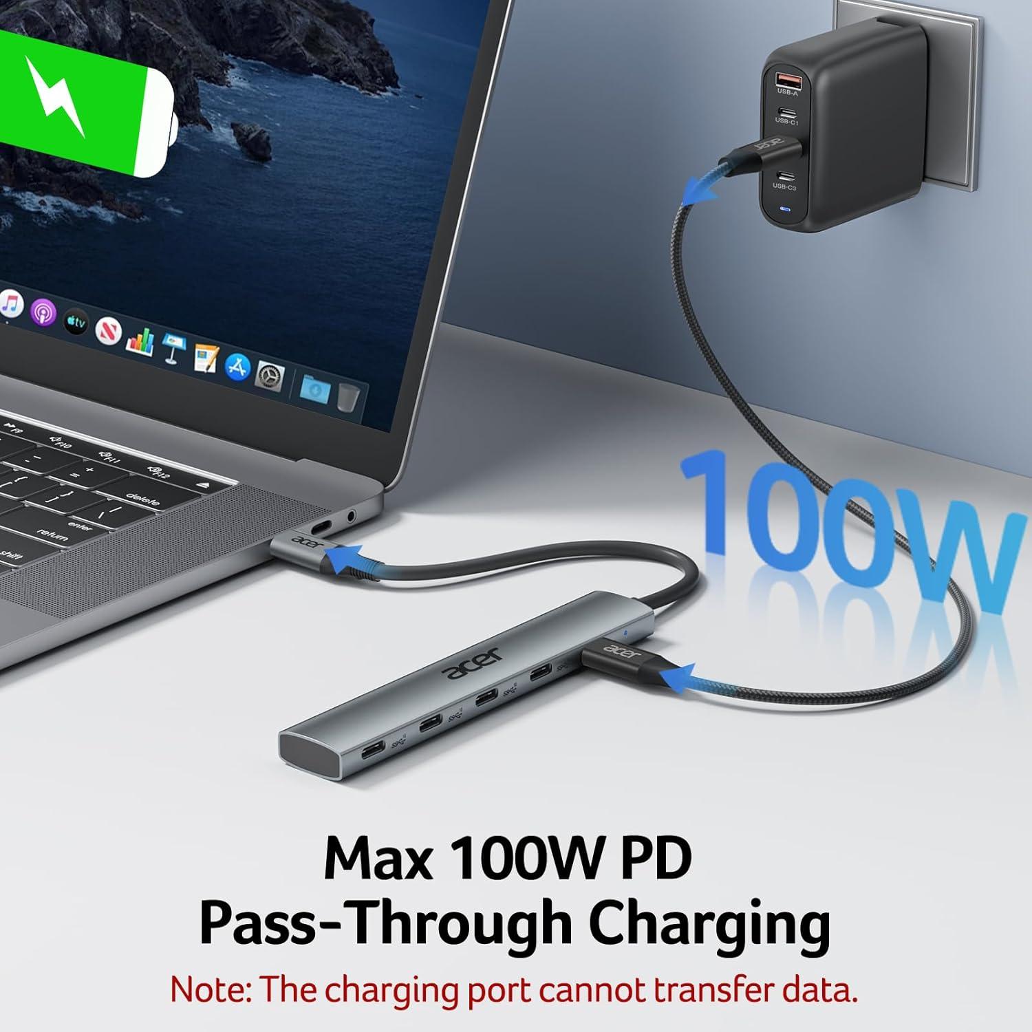 Hub USB-C Acer ODK4L0 10Gbps 4 Puertos 100W PD