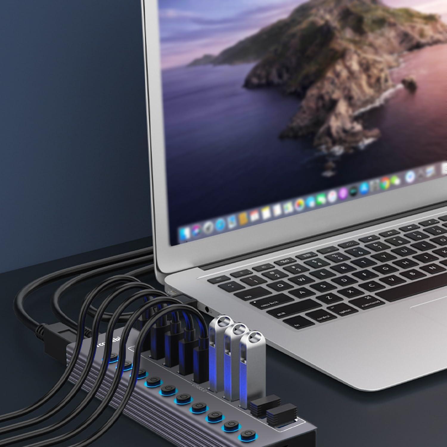 Hub USB 3.0 Tccmebius de 10 puertos con alimentación 12V