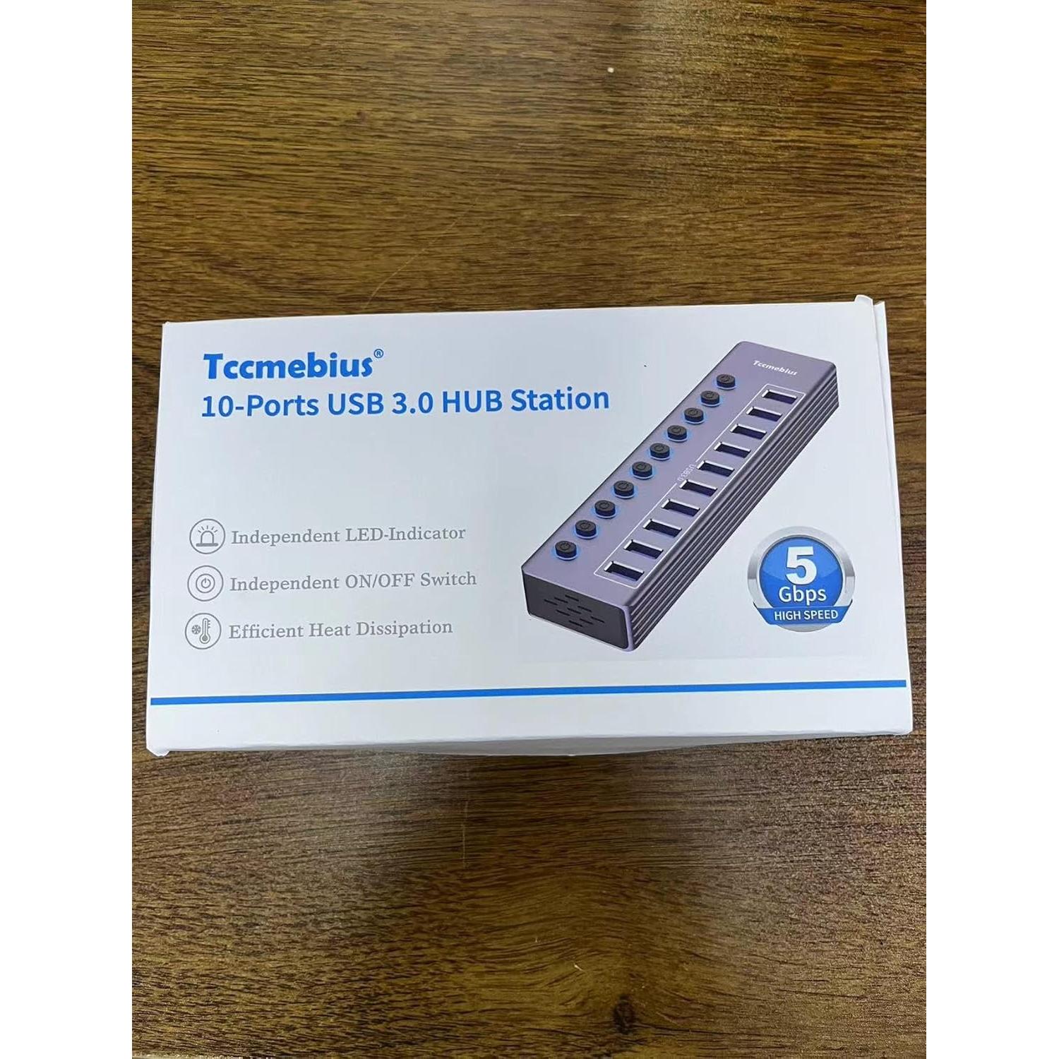 Hub USB 3.0 Tccmebius de 10 puertos con alimentación 12V