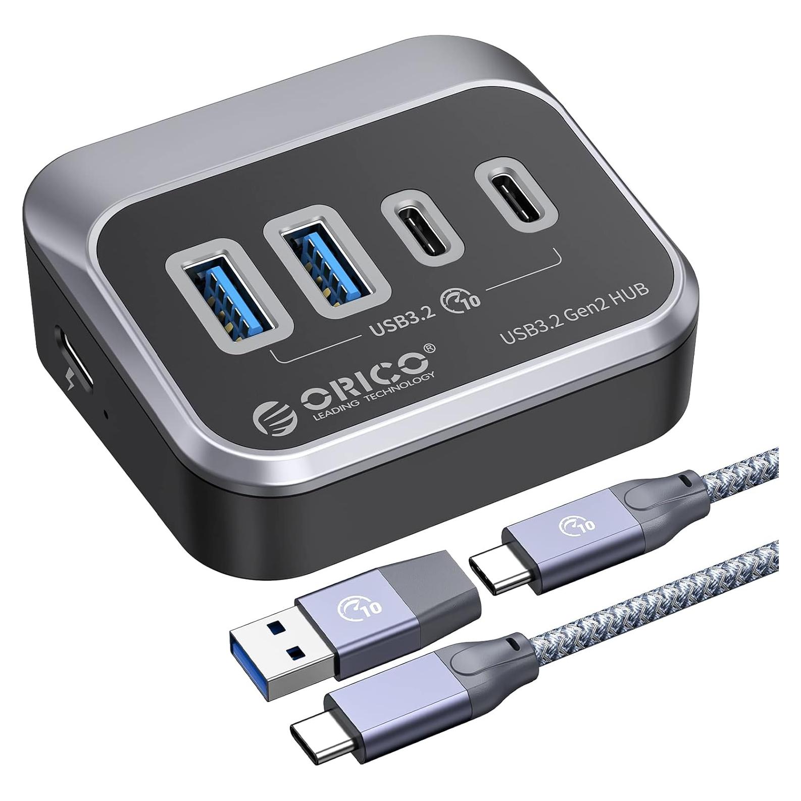 Hub USB 3.2 Gen 2 ORICO 4 Puertos 10Gbps USB-C y USB-A