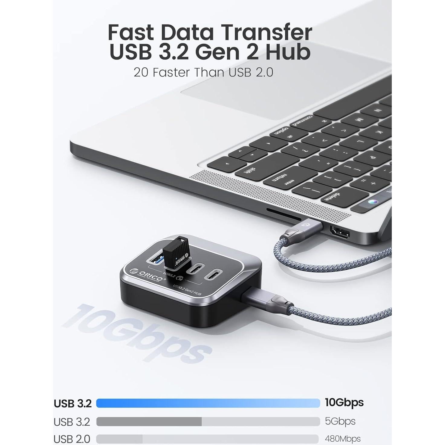 Hub USB 3.2 Gen 2 ORICO 4 Puertos 10Gbps USB-C y USB-A