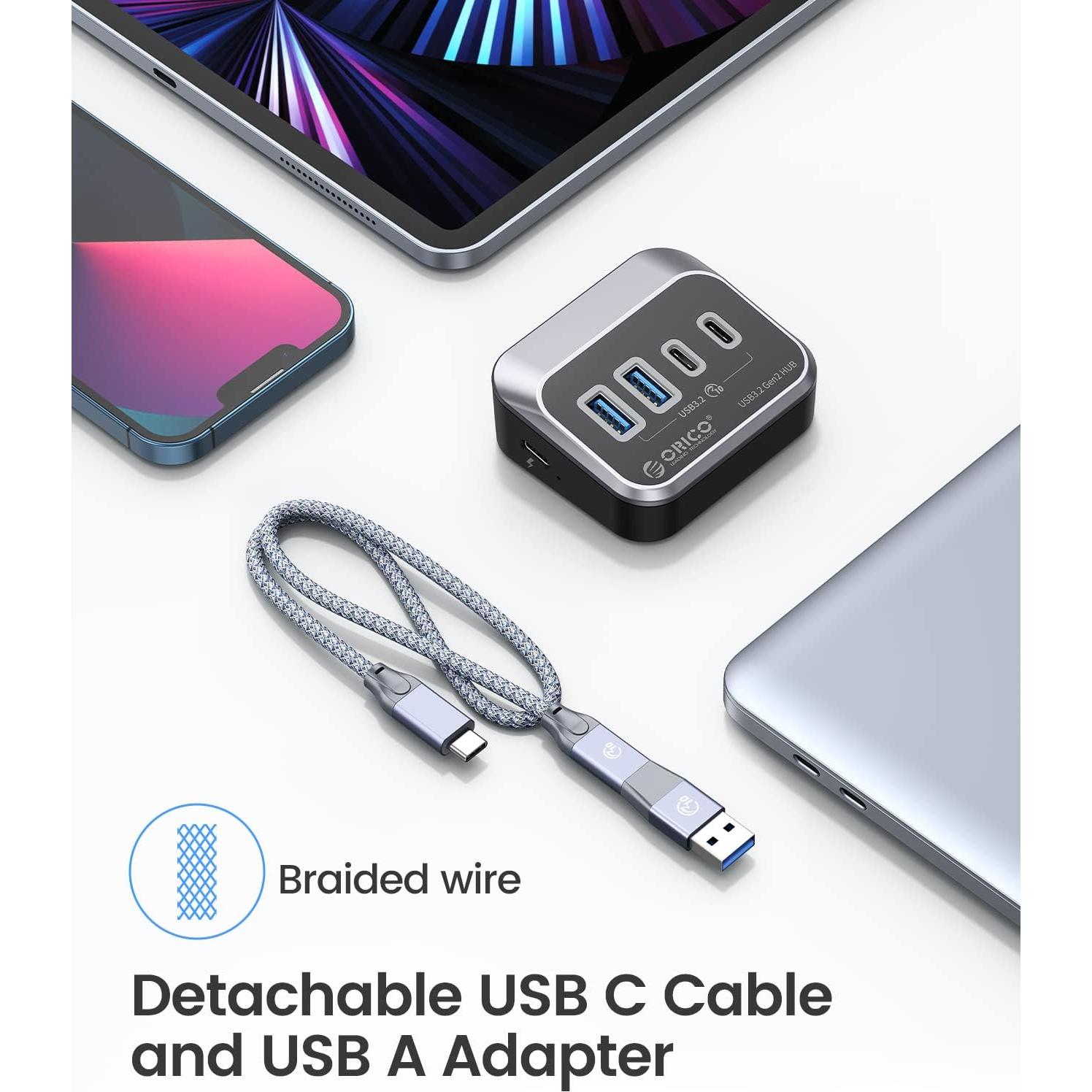 Hub USB 3.2 Gen 2 ORICO 4 Puertos 10Gbps USB-C y USB-A