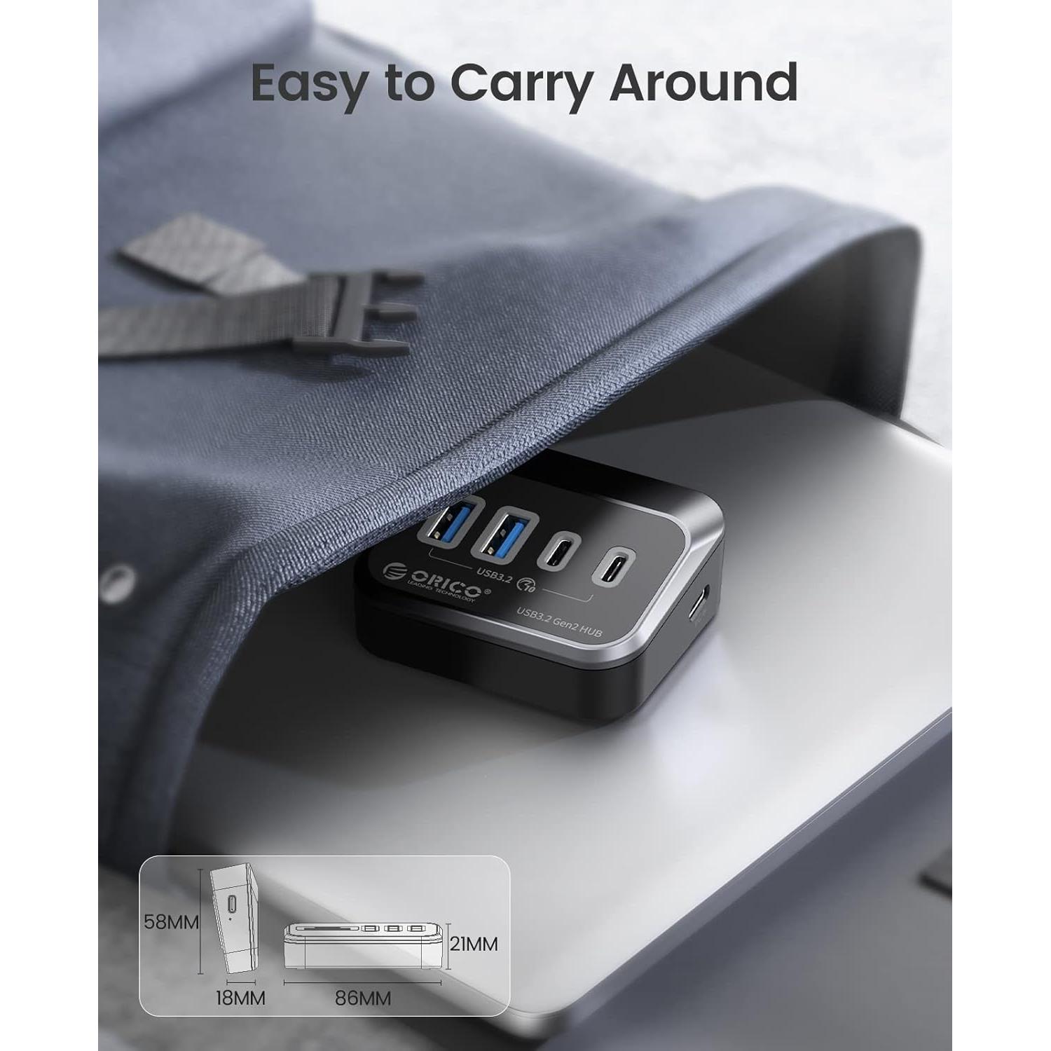 Hub USB 3.2 Gen 2 ORICO 4 Puertos 10Gbps USB-C y USB-A