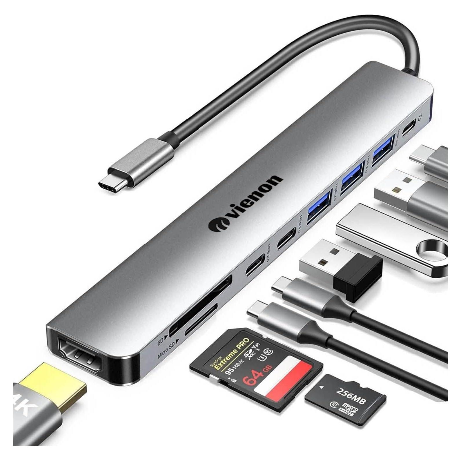 Adaptador Hub HDMI USB C VIENON 9 en 1 4K 100W para Laptop
