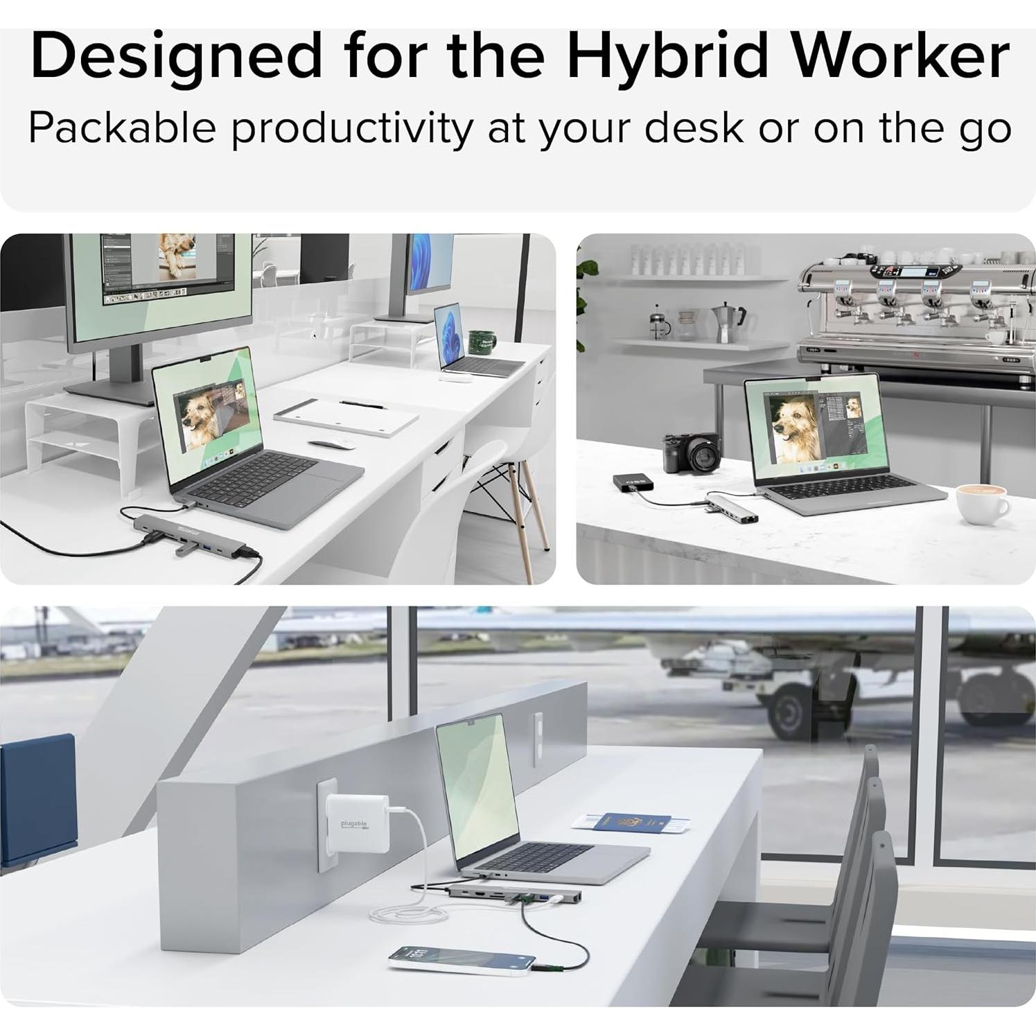 Adaptador Multiport USB-C Plugable USBC-9IN1E 140W HDMI 4K