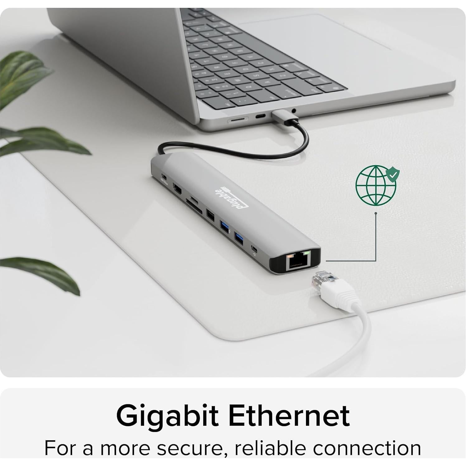 Adaptador Multiport USB-C Plugable USBC-9IN1E 140W HDMI 4K