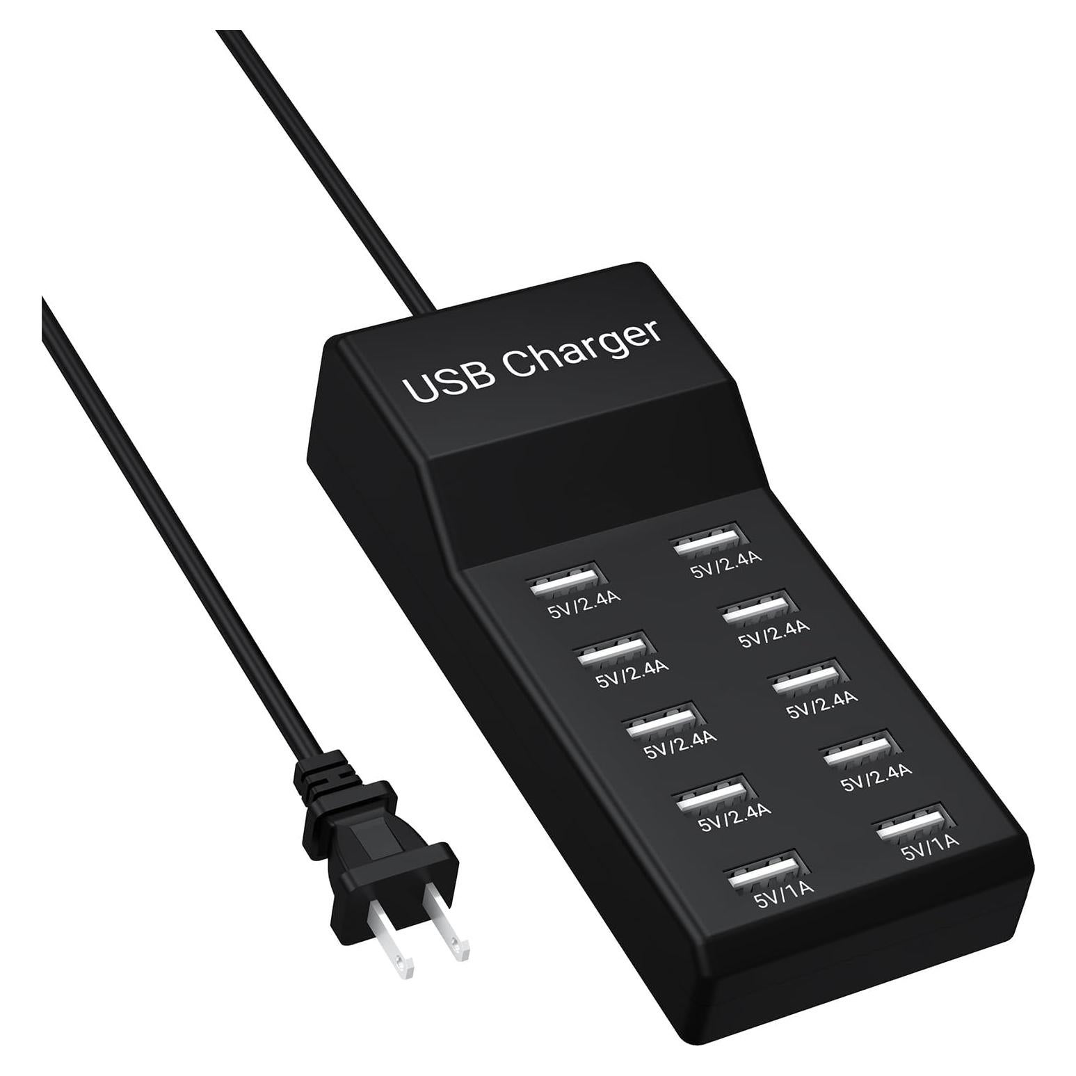 Estación de Carga USB 10 Puertos Resypey 50W 10A Negro