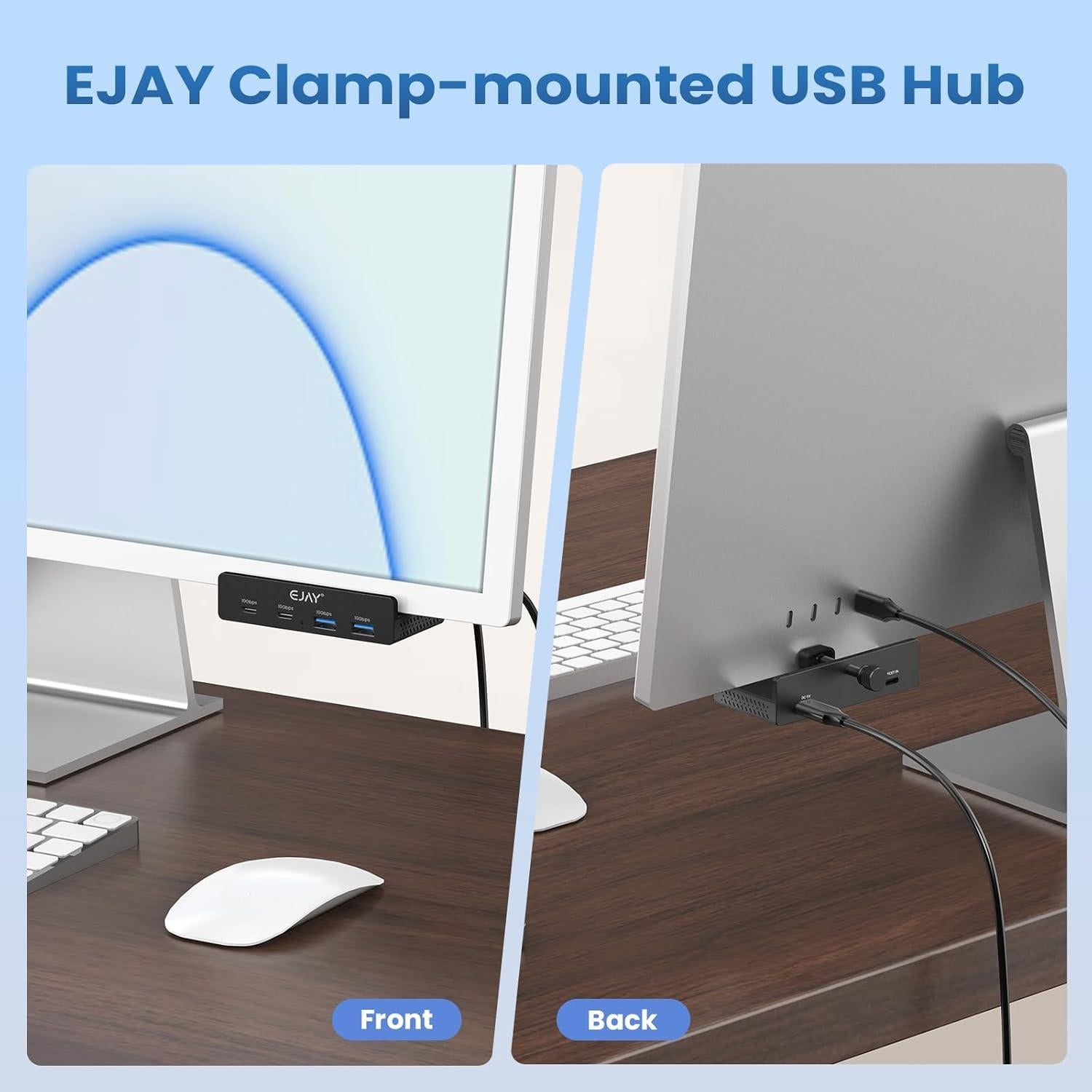 HUB USB-C 10Gbps EJAY con Abrazadera y Cable para iMac