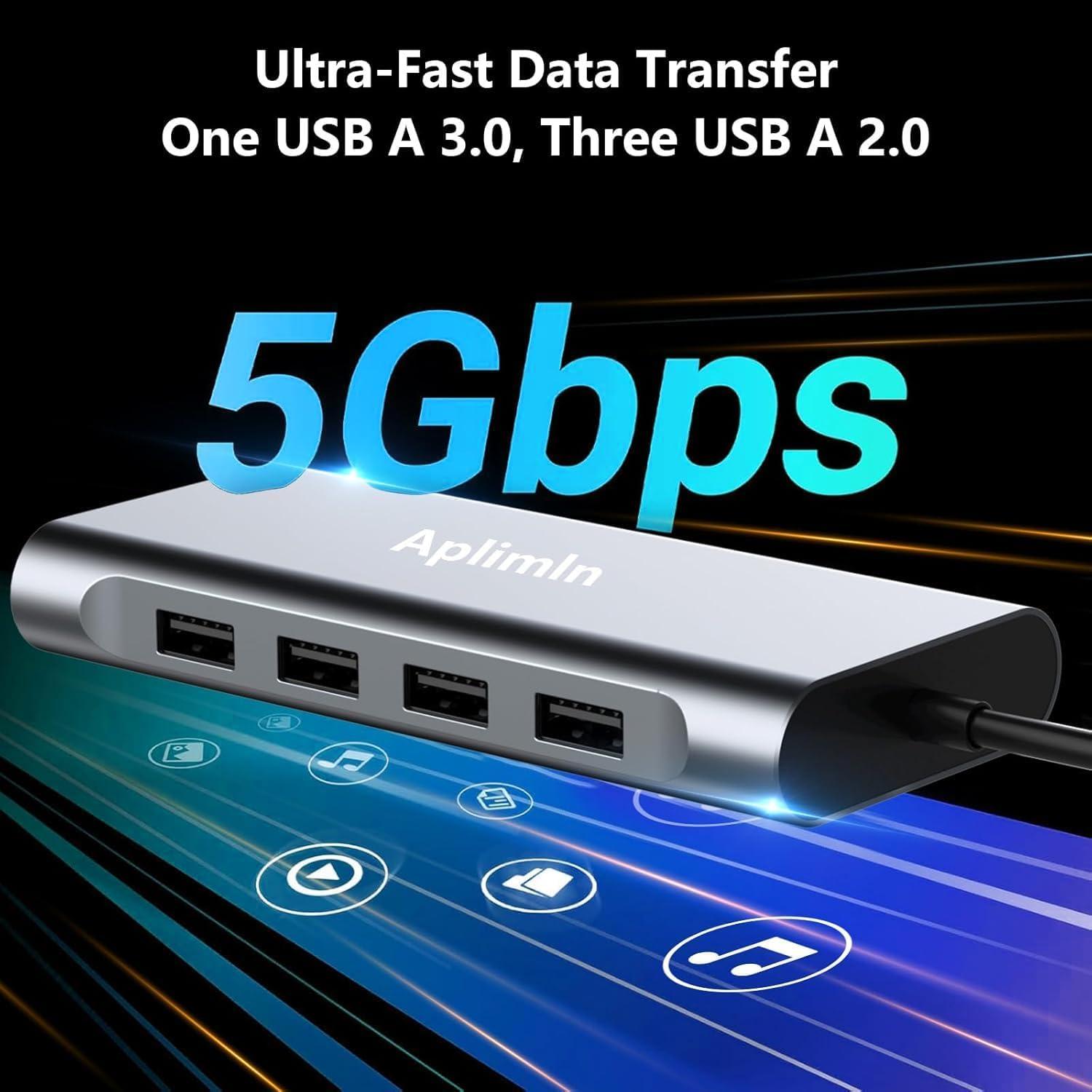 Adaptador USB-C 11 en 1 Aplimln con 4K HDMI y VGA