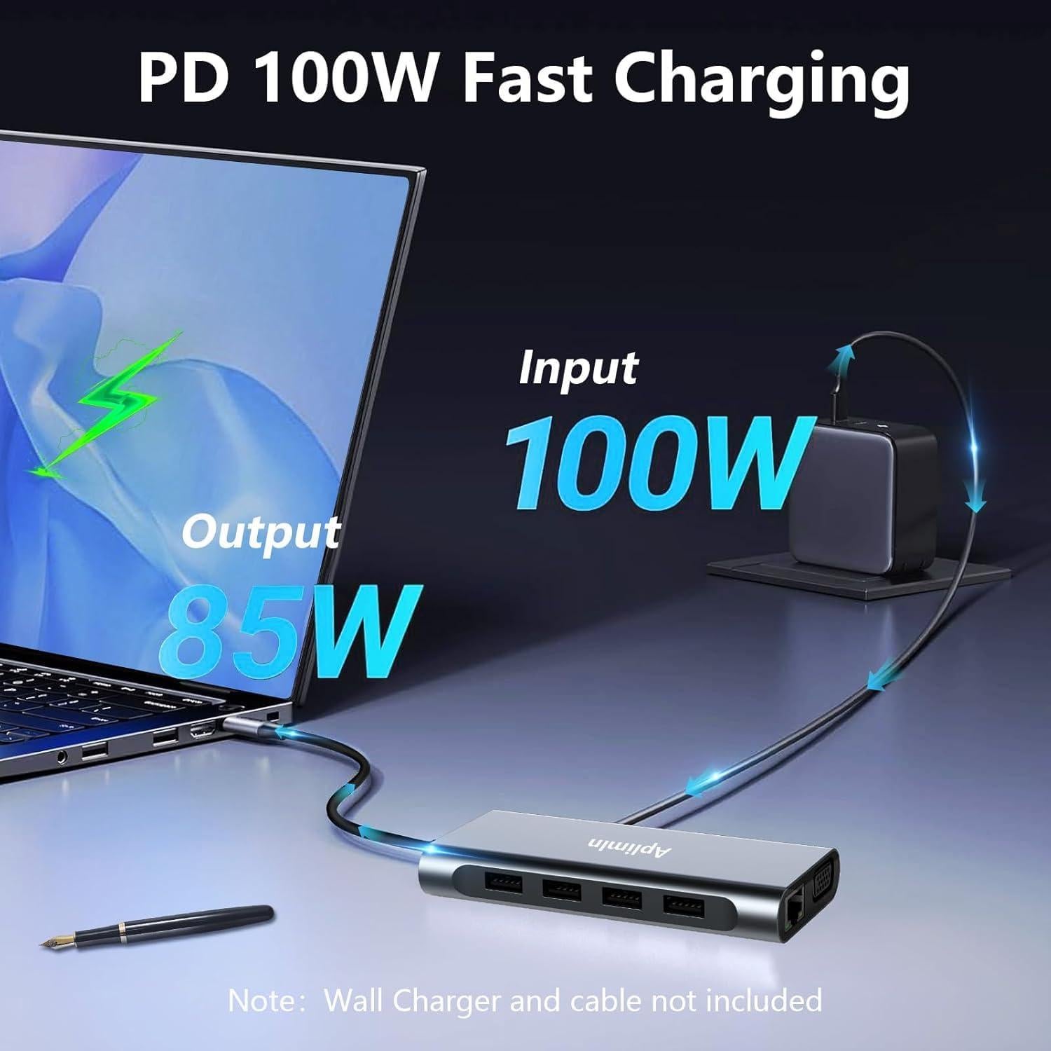 Adaptador USB-C 11 en 1 Aplimln con 4K HDMI y VGA