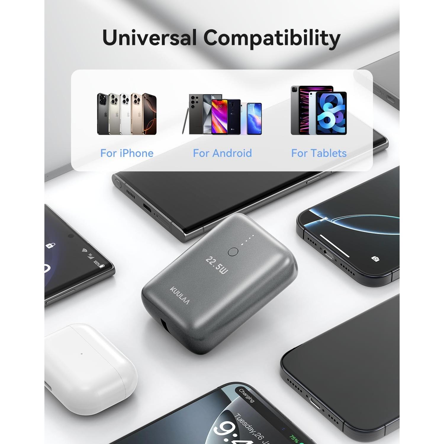 Cargador Portátil Kuulaa 10000mAh PD 22.5W USB-C Rápido