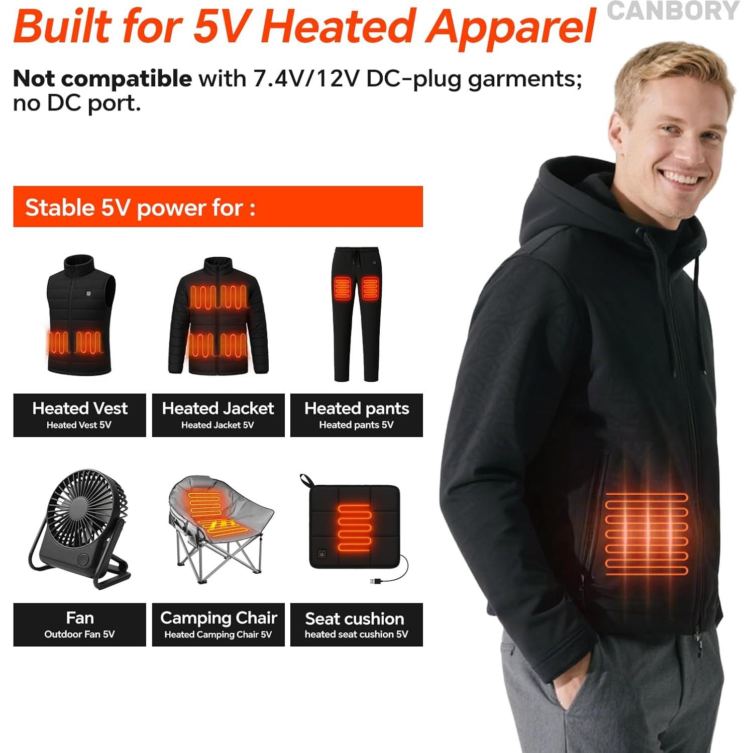 Batería Externa 10000mAh RTAX para Ropa Térmica USB-C Negro