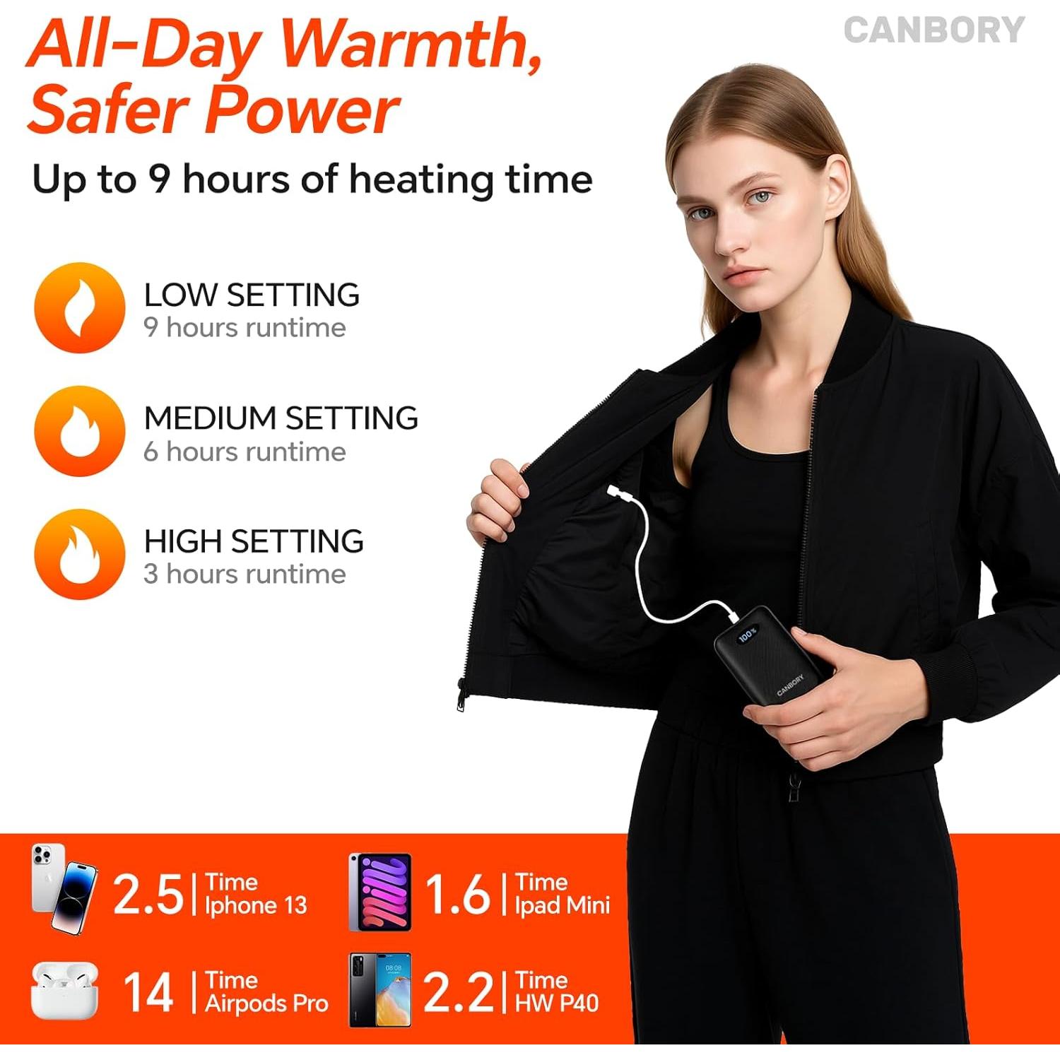 Batería Externa 10000mAh RTAX para Ropa Térmica USB-C Negro