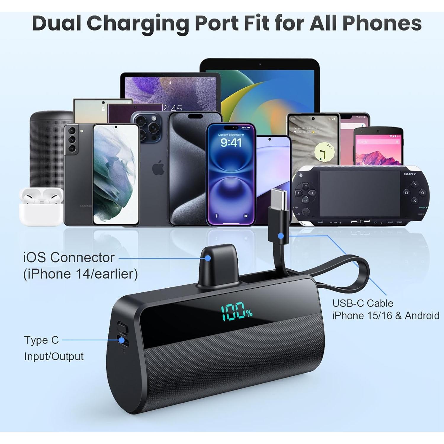 Cargador Portátil Mini 5500mAh Dongguan con Cable USB-C 20W