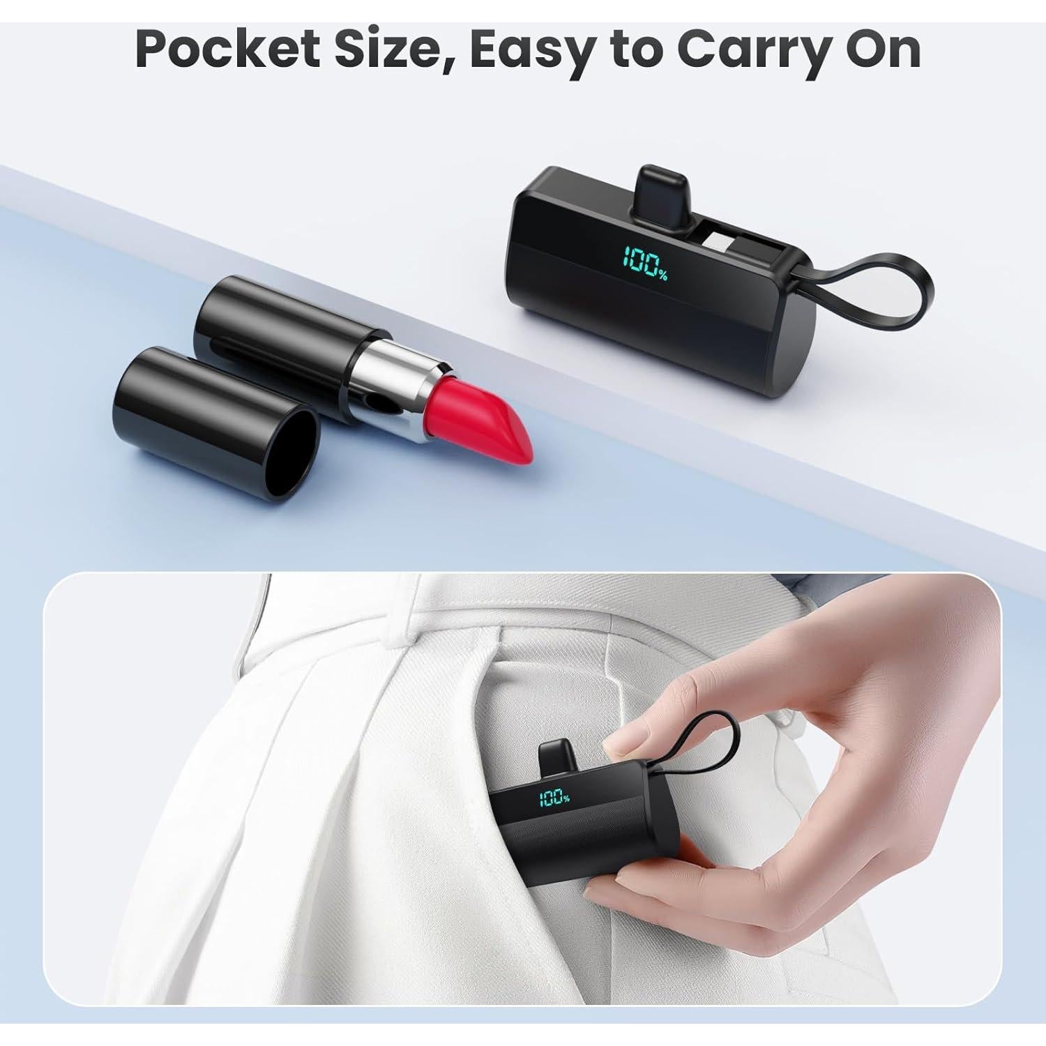 Cargador Portátil Mini 5500mAh Dongguan con Cable USB-C 20W