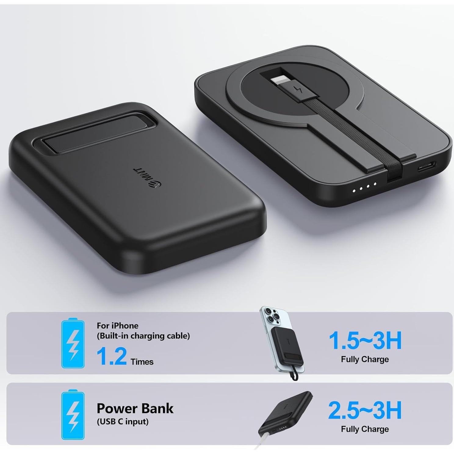 Cargador Portátil Magnético 5200 mAh para iPhone - Negro