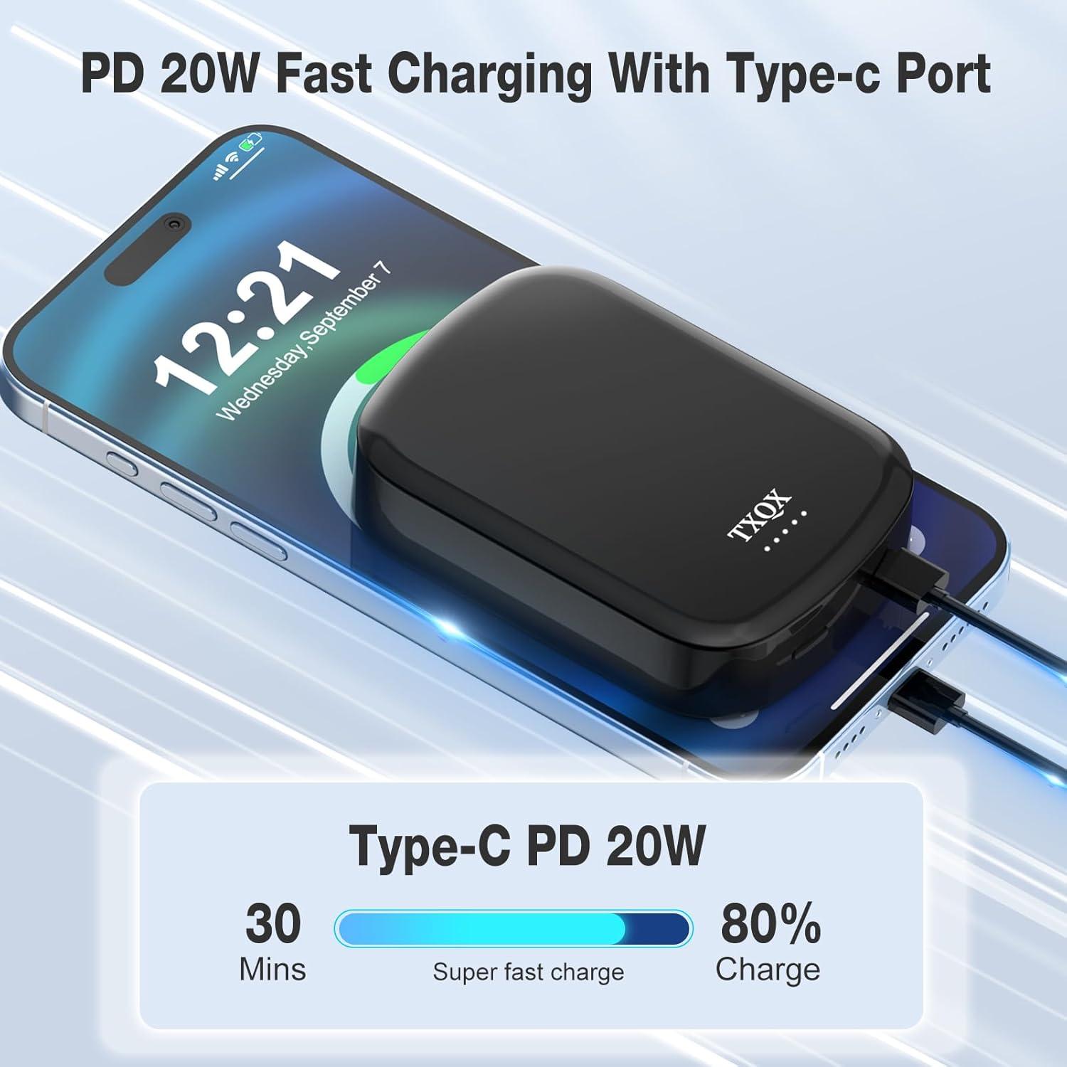 Cargador Portátil Inalámbrico TXQX 8000mAh Mag-Safe 20W