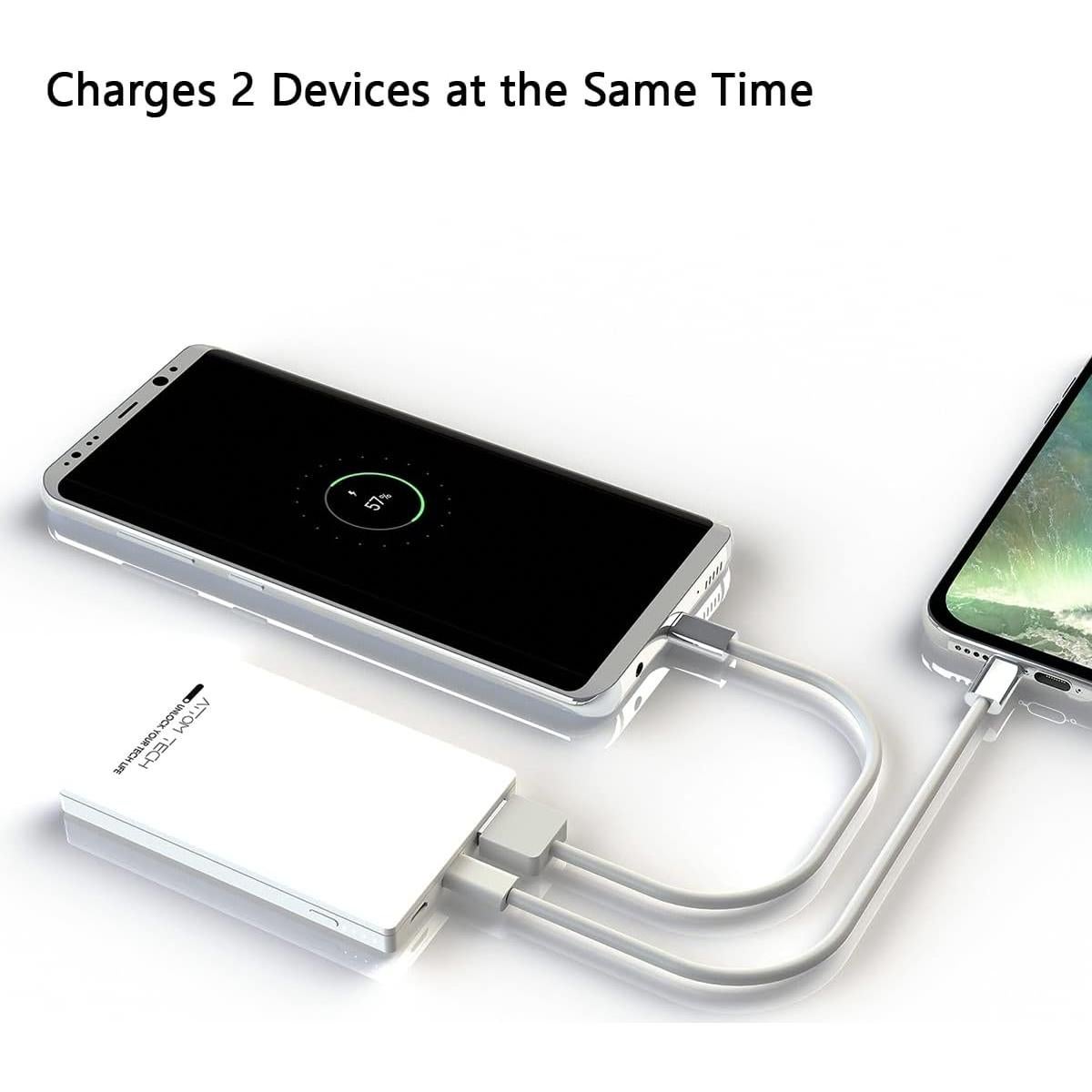 Banco de Poder Attom Tech 3000mAh Doble Salida USB Blanco