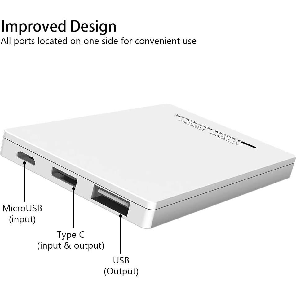 Banco de Poder Attom Tech 3000mAh Doble Salida USB Blanco