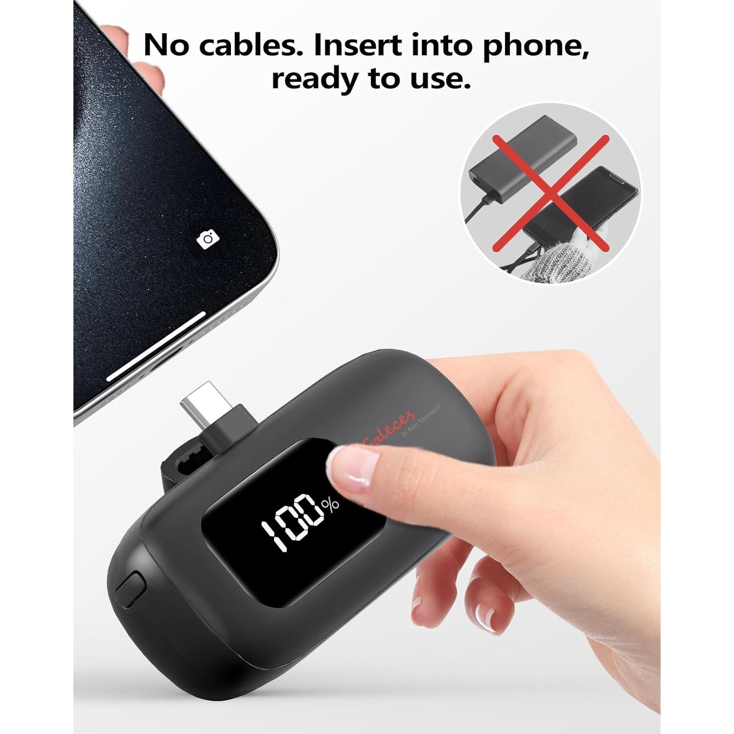 Cargador Portátil Mini Galeces 20W 5000mAh USB-C Negro