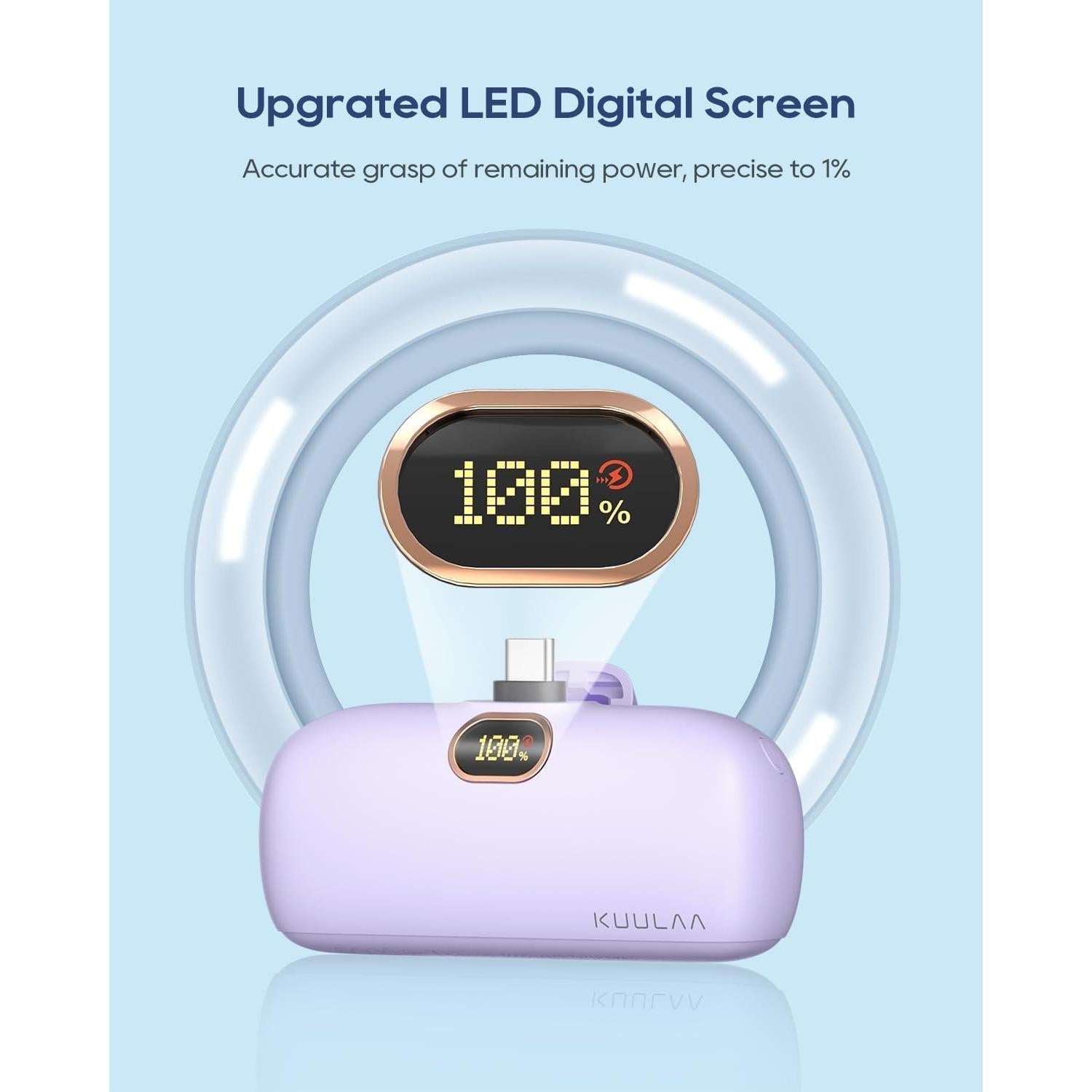 Cargador Portátil Kuulaa USB-C 5000mAh Carga Rápida 20W