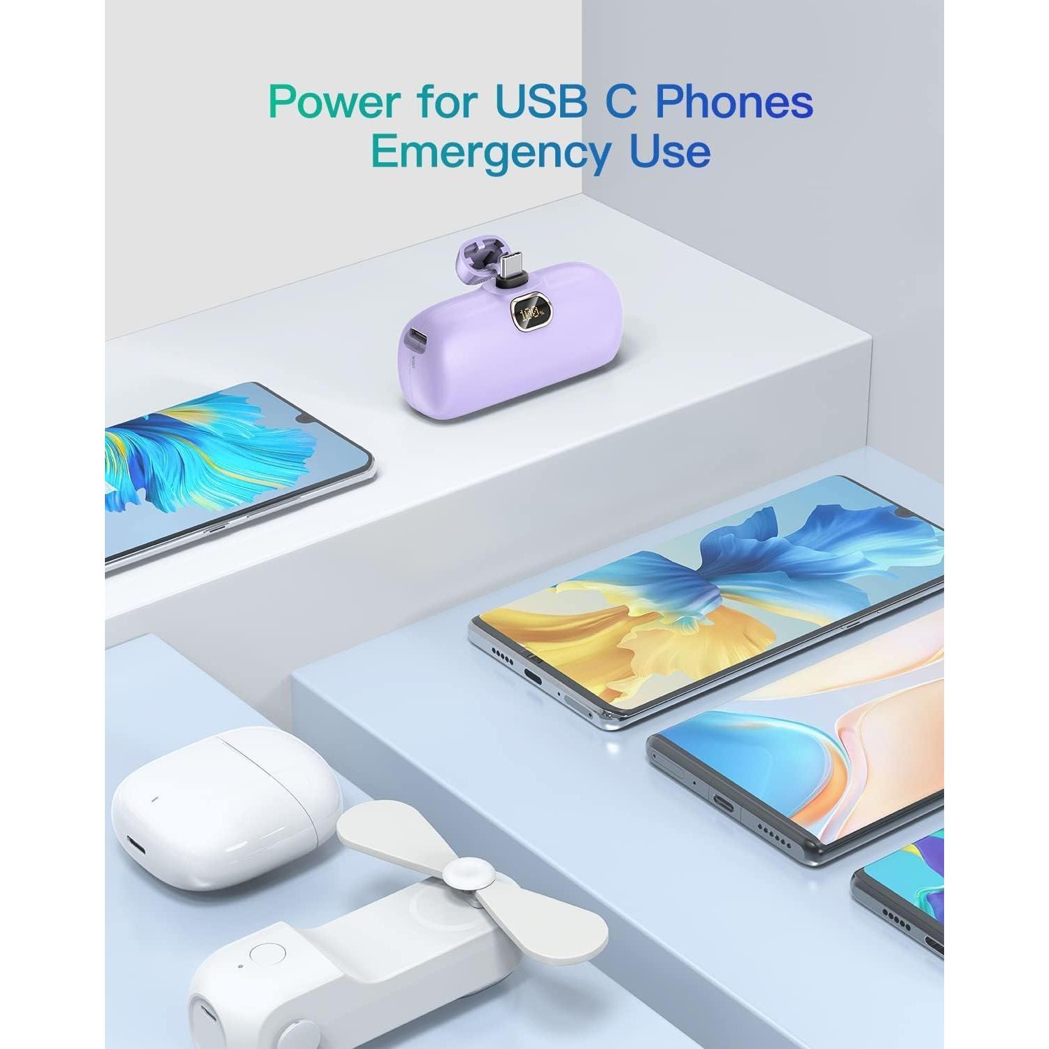 Cargador Portátil Kuulaa USB-C 5000mAh Carga Rápida 20W