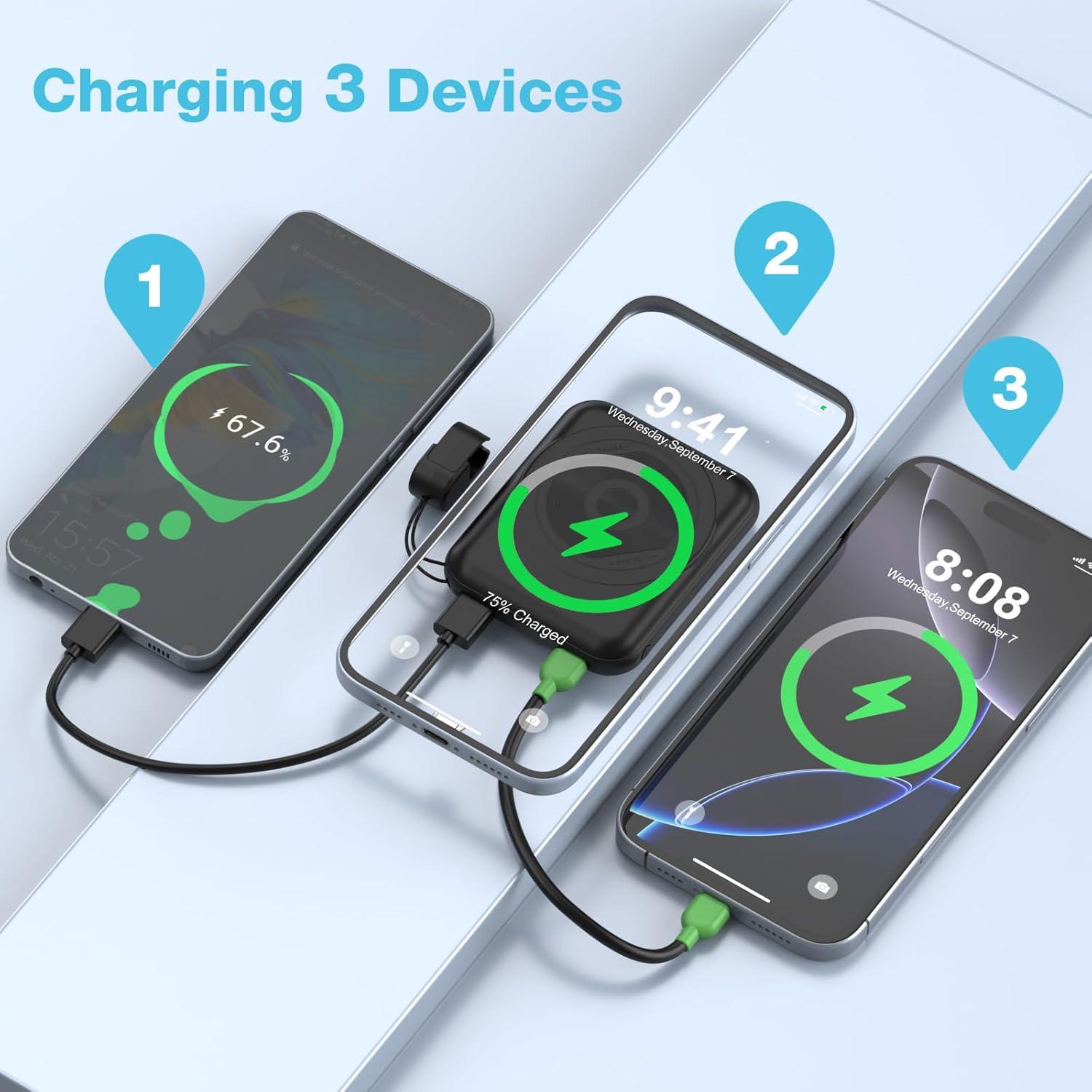 Banco de Energía Magnético JYTIGV 5000mAh Carga Rápida 20W