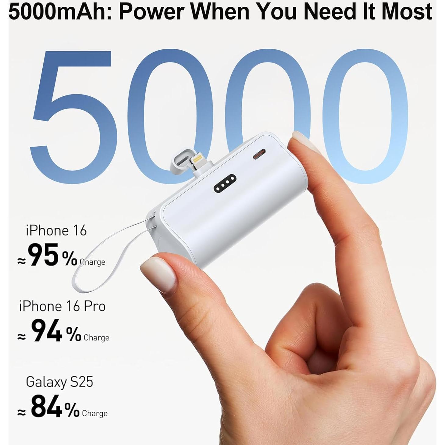 Cargador Portátil Mini LinTek 5000mAh USB-C y Lightning