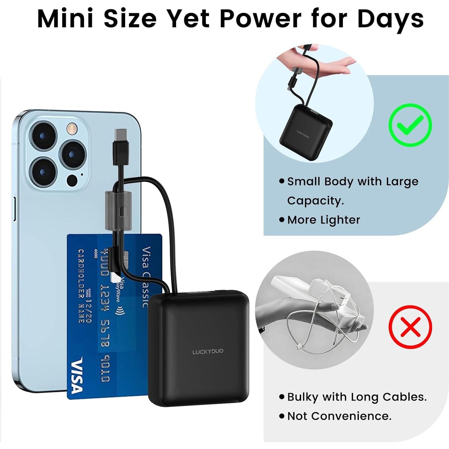 Cargador Portátil LUCKYDUO 10000mAh Carga Rápida 22.5W