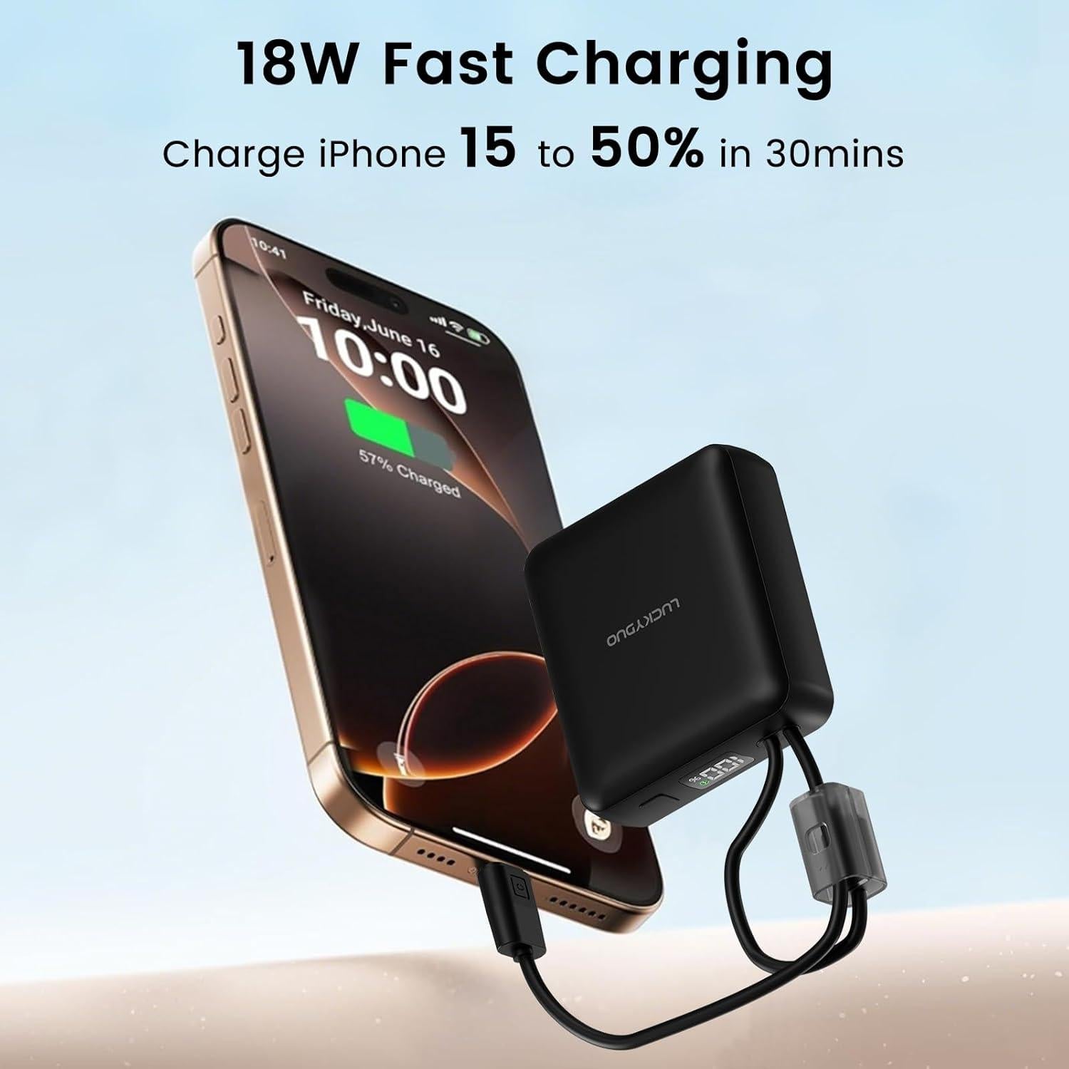 Cargador Portátil LUCKYDUO 10000mAh Carga Rápida 22.5W