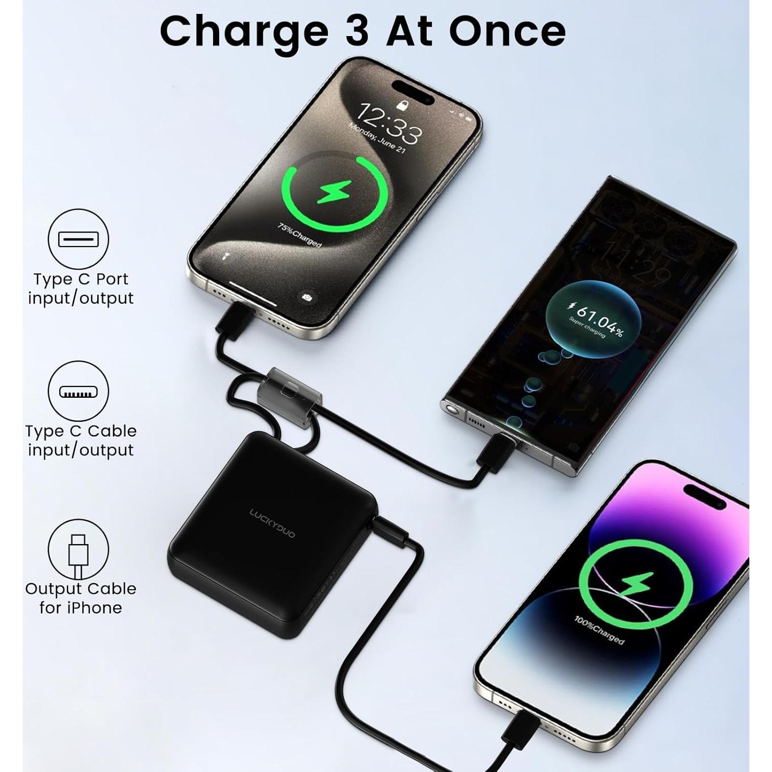 Cargador Portátil LUCKYDUO 10000mAh Carga Rápida 22.5W