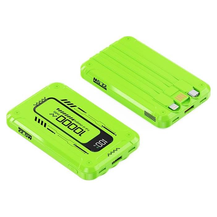 Power Bank 10000mAh Shenzhen Wonengxing Verde con 3 Cables