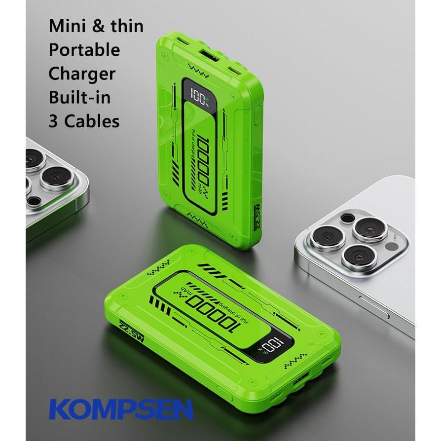 Power Bank 10000mAh Shenzhen Wonengxing Verde con 3 Cables