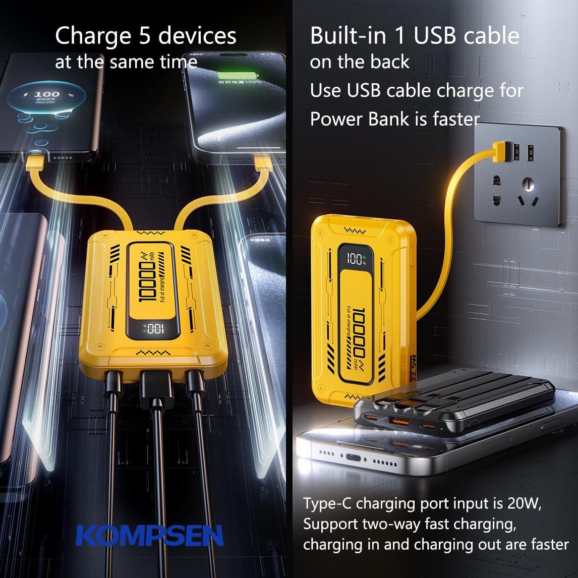 Power Bank 10000mAh Shenzhen Wonengxing Verde con 3 Cables