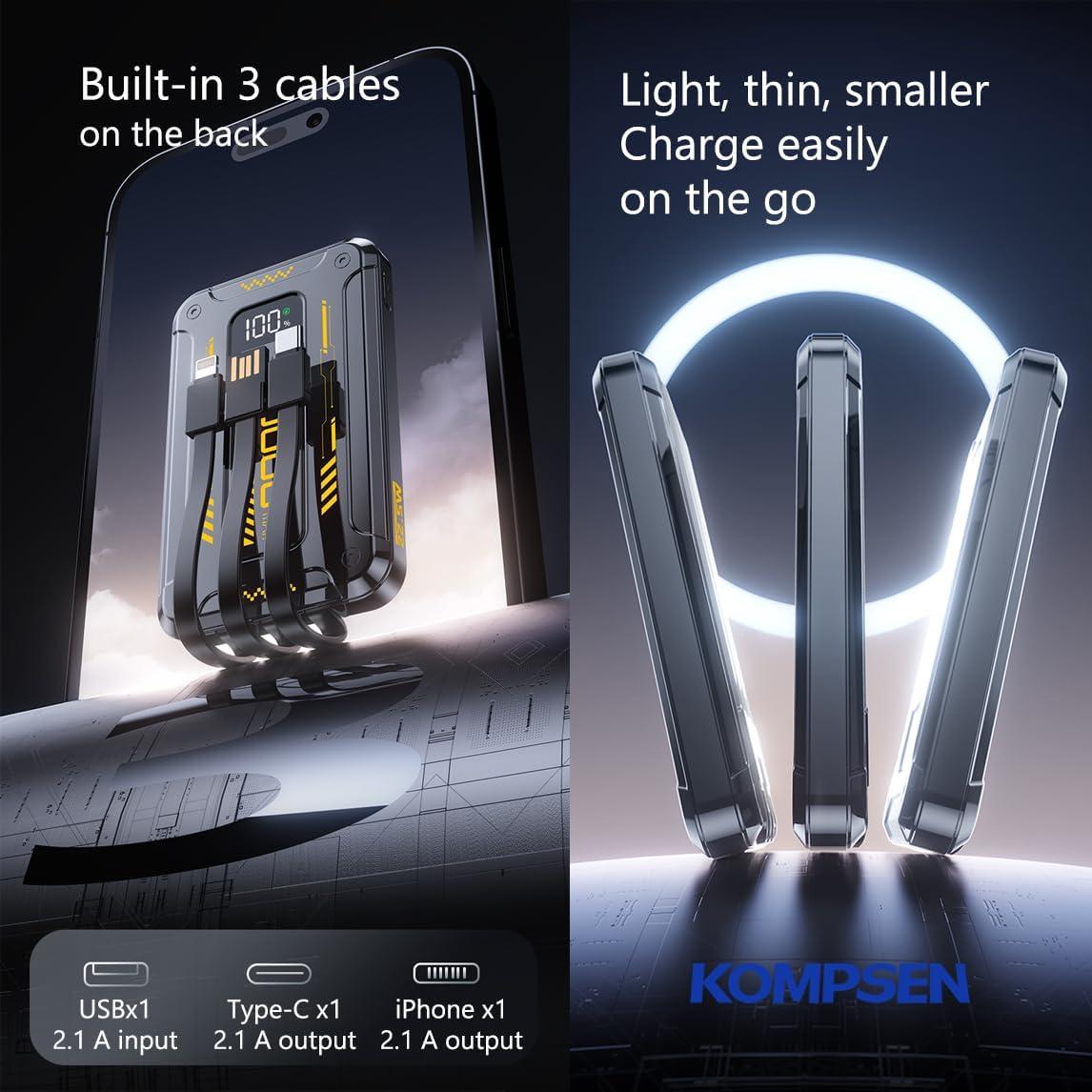 Power Bank 10000mAh Shenzhen Wonengxing Verde con 3 Cables