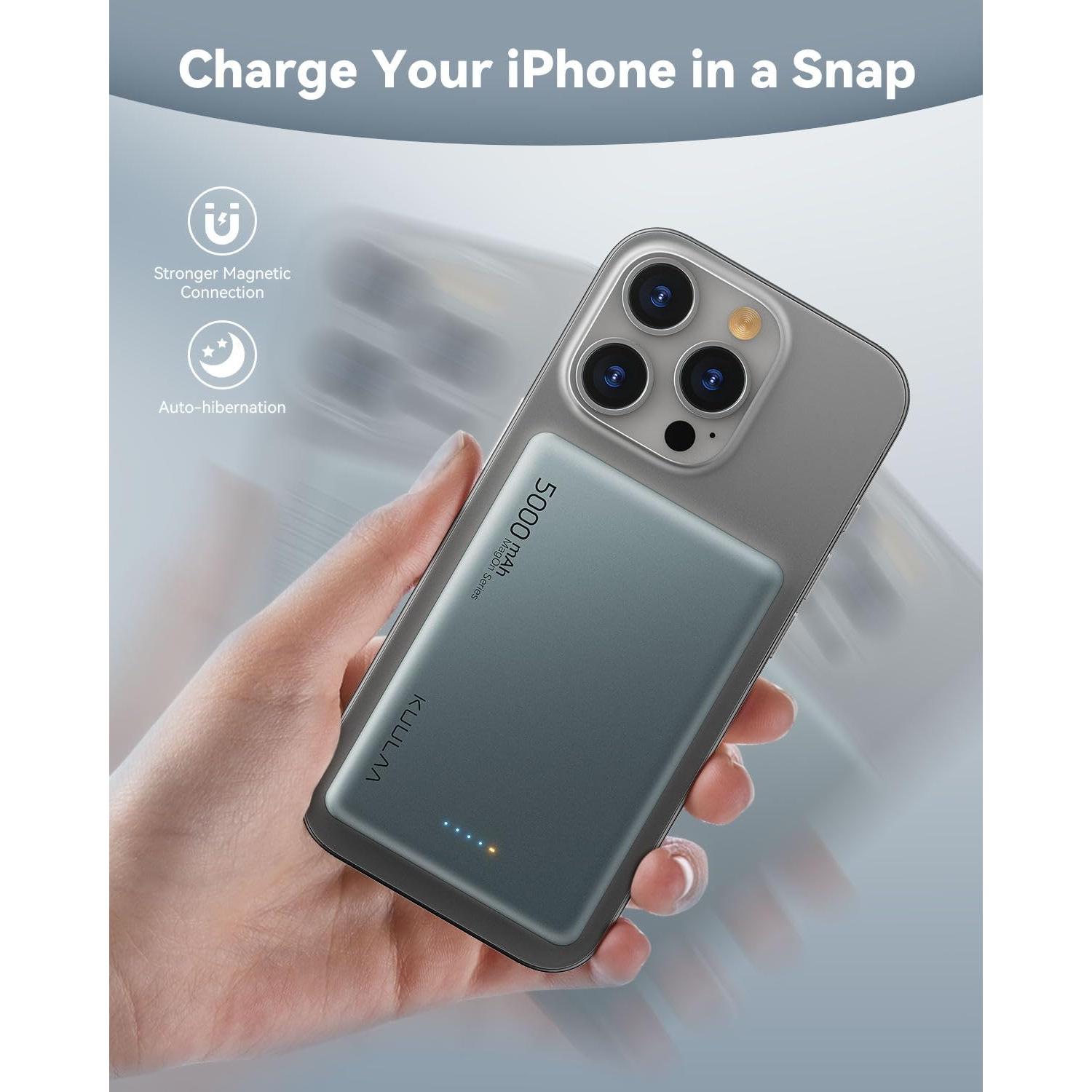 Batería Portátil MagSafe Kuulaa 5000mAh Carga Rápida USB-C