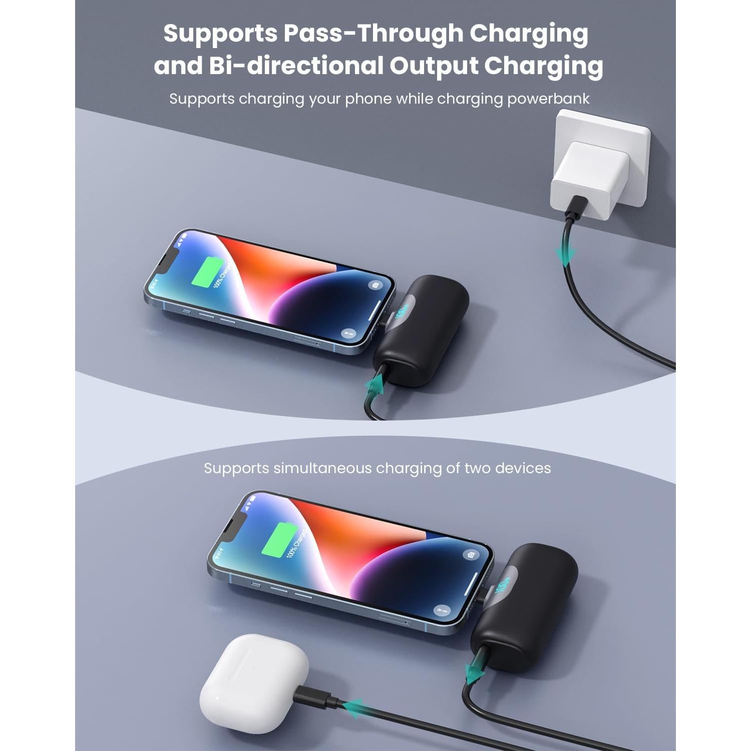 Cargador Portátil Mini iPhone 5500mAh Carga Rápida 22.5W