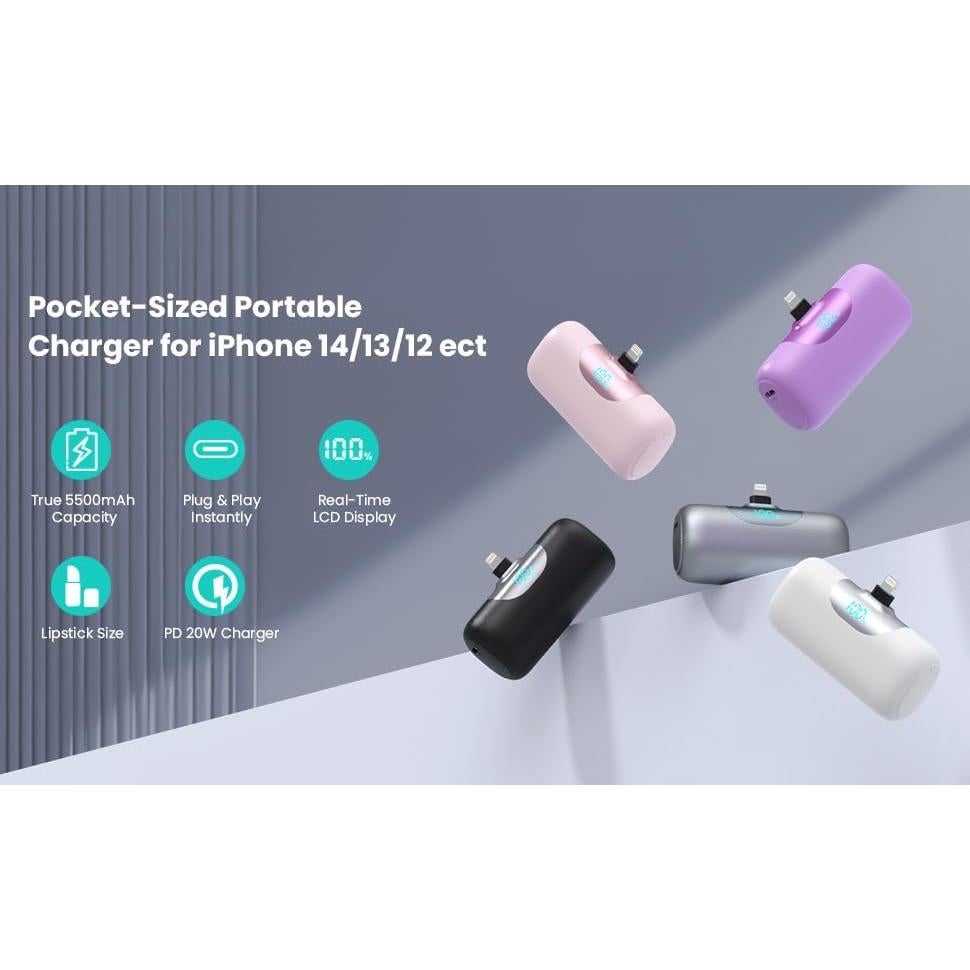 Cargador Portátil Mini iPhone 5500mAh Carga Rápida 22.5W