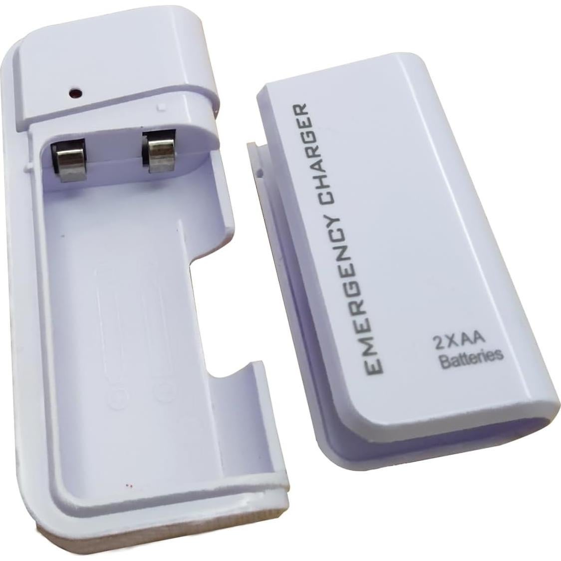 Cargador de Teléfono Portátil USB Blanco con 2 Baterías AA