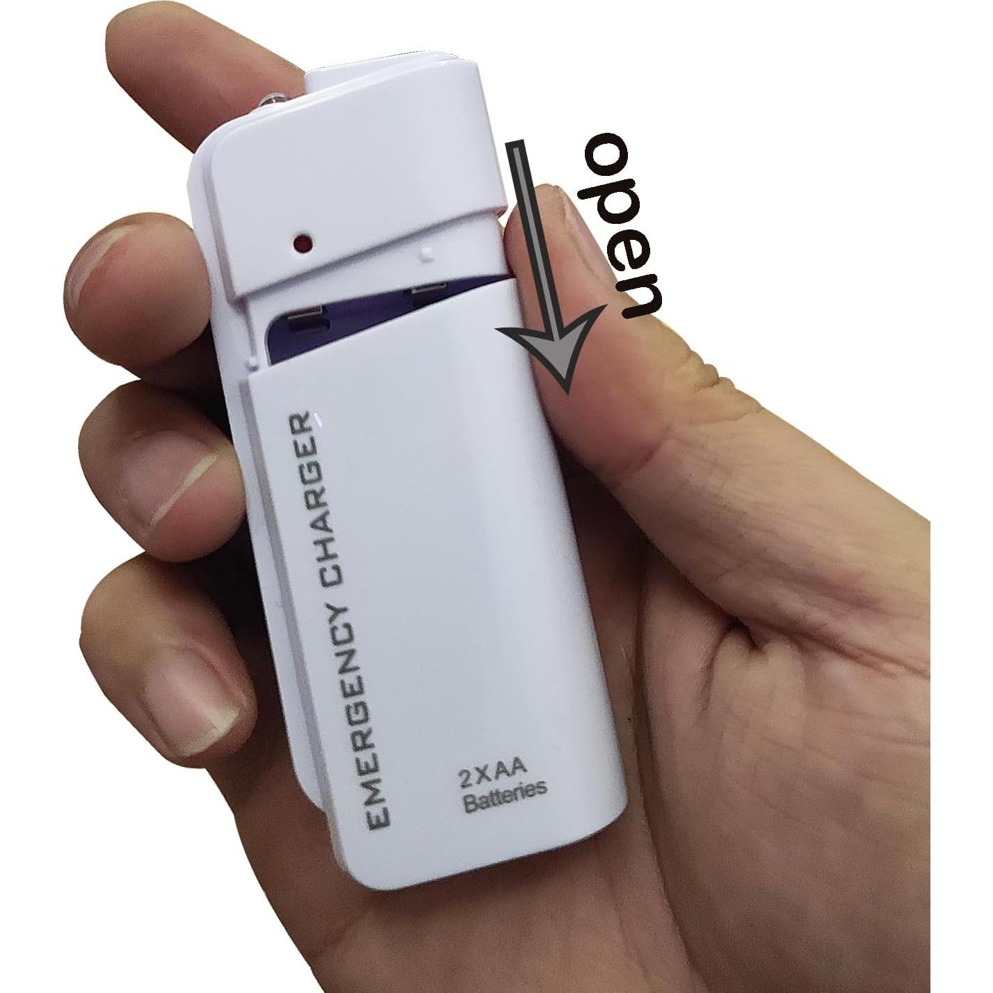 Cargador de Teléfono Portátil USB Blanco con 2 Baterías AA