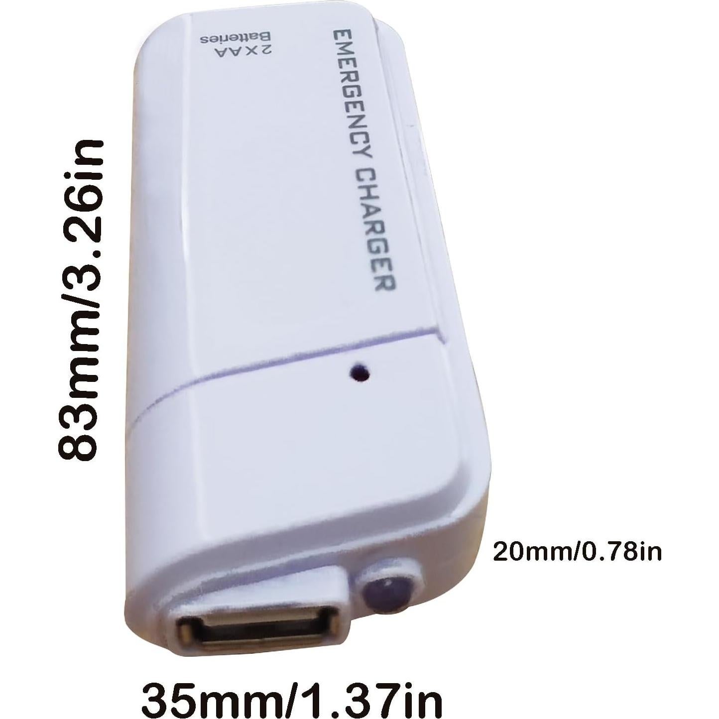 Cargador de Teléfono Portátil USB Blanco con 2 Baterías AA