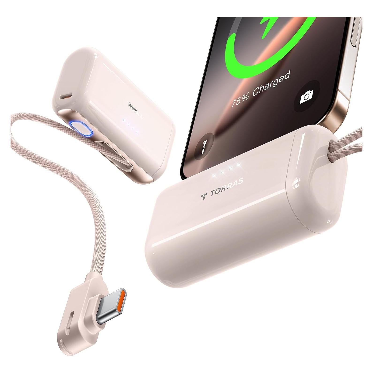 Cargador Portátil Torras 5,000mAh 22.5W USB-C Oro Rosa