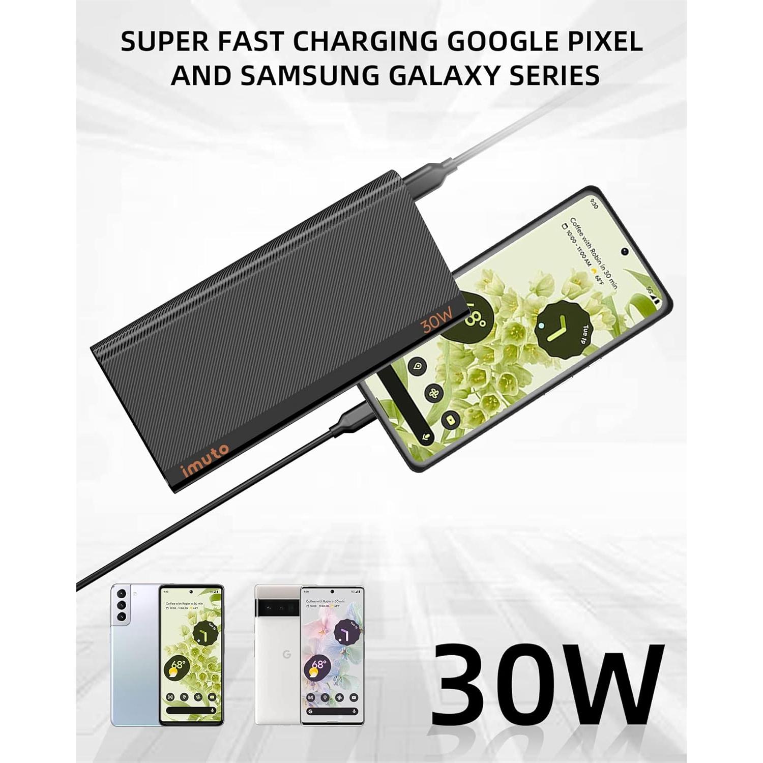 Cargador Portátil imuto 10000mAh 30W USB-C Carga Rápida