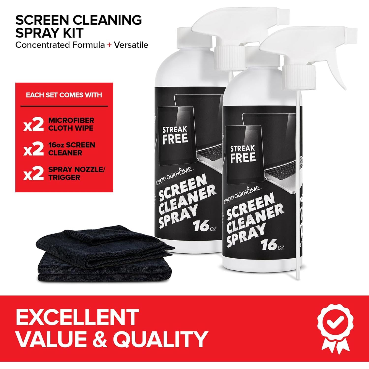 Kit de limpieza de pantalla 16oz Stock Your Home con paño