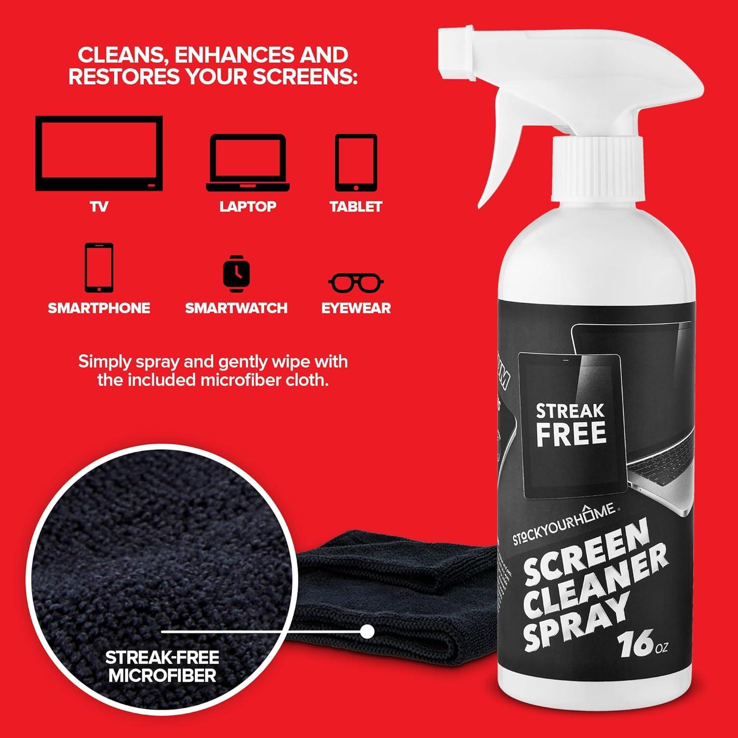 Kit de limpieza de pantalla 16oz Stock Your Home con paño