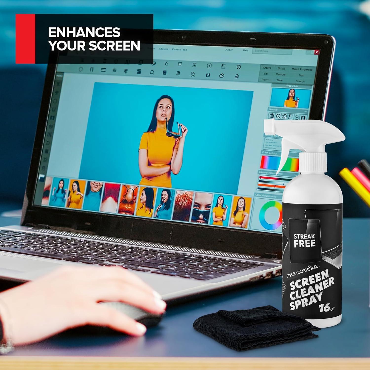 Kit de limpieza de pantalla 16oz Stock Your Home con paño