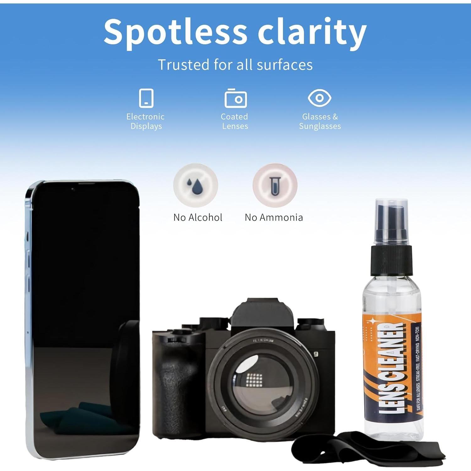 Kit Limpiador de Lentes YEIN 2 Botellas 60 ml + Paño Microfibra