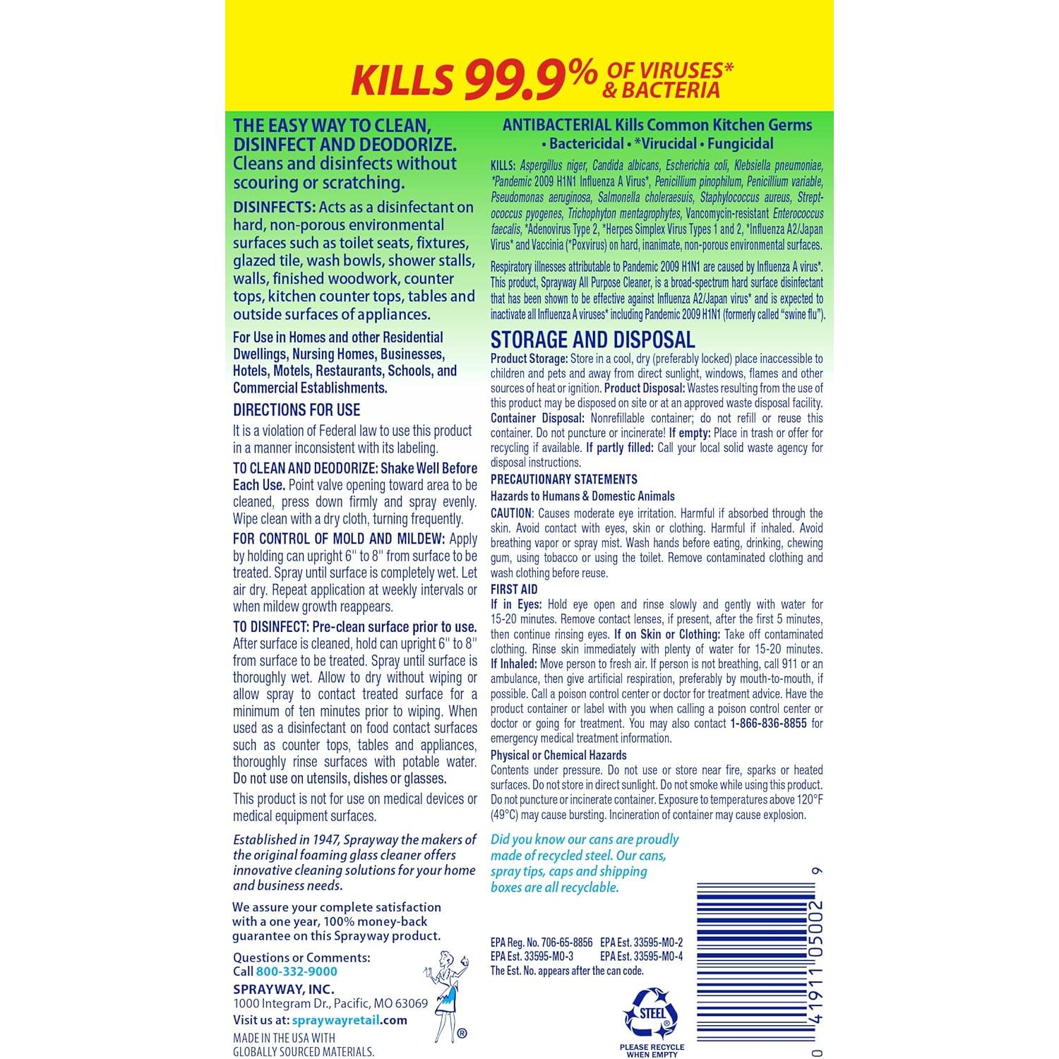 Limpiador Desinfectante Multiusos Sprayway 537g Espumoso